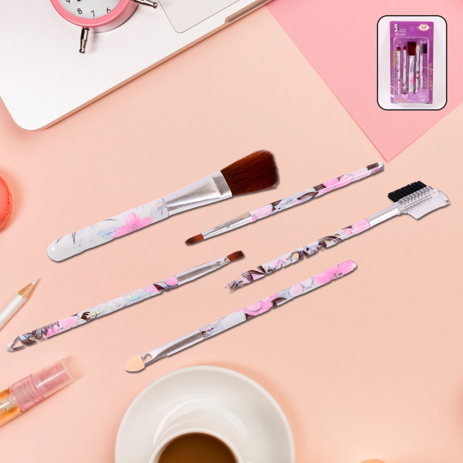 Floral Cosmetic Brush Set Floral Cosmetic Brush Set